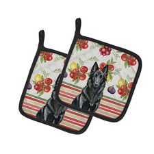 Caroline's Treasures Belgian Sheepdog Groenendael Vegetables Pair of Potholders