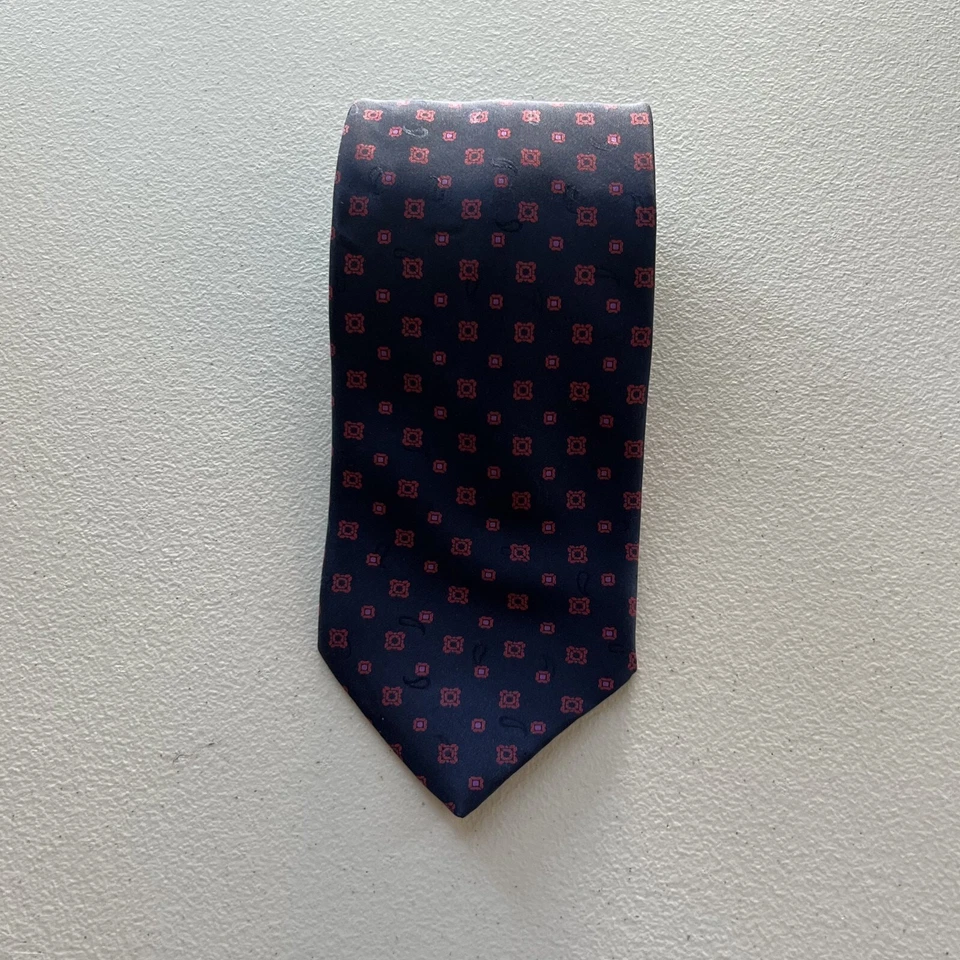 Brioni Necktie Men's Dark Purple/Red Geometric 100% Silk Hand Made In Italy - Image 3 of 4