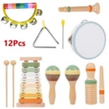 3 Children's Musical Instruments 7-in-1 Montessori Wooden Music Companion Toy