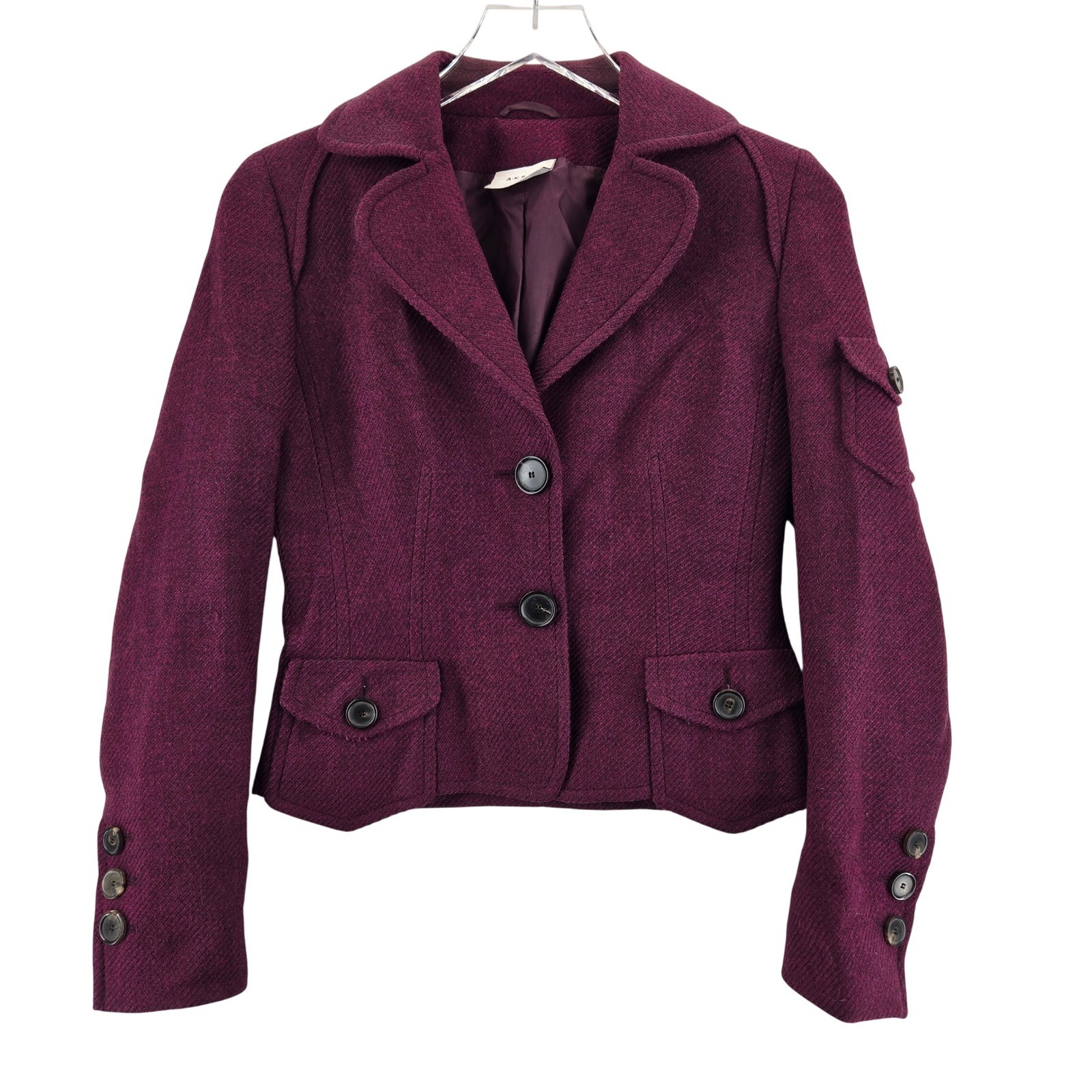 Akris Punto Womens 100% Wool Tailored Blazer Jacket Plum Purple US 4 Swiss Made