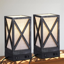 Table Lamp, Set of 2 Rustic Farmhouse Nightstand Lamps, 3 Color Temperatures Des