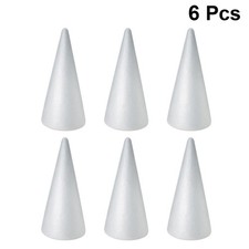 6Pcs White Foam Craft Cones Durable DIY Decoration for Children Projects