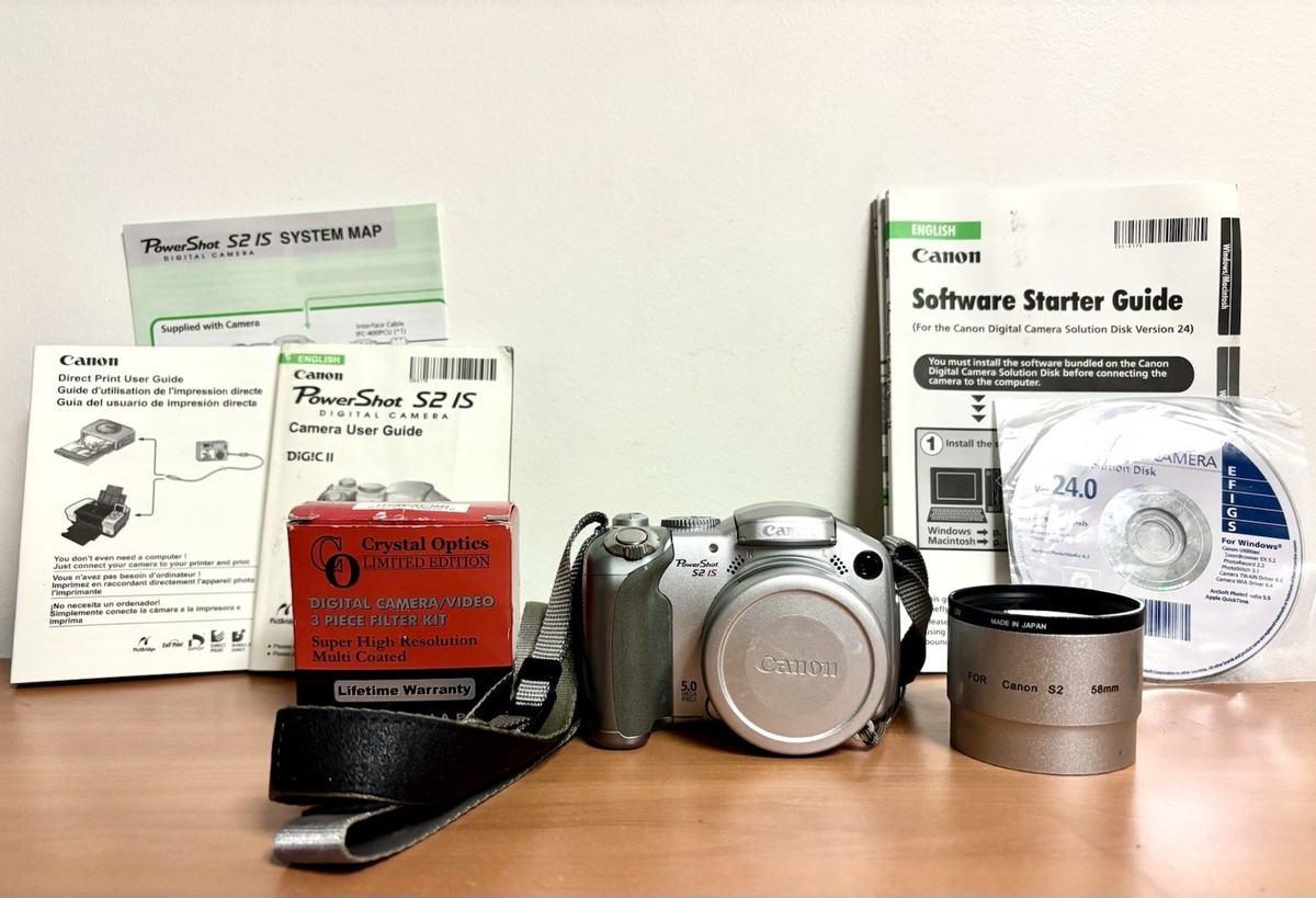 Canon PowerShot S2 IS 5.0MP Silver Digital Camera Digi Cam With