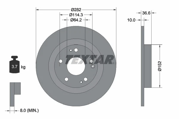 2x BRAKE DISC 92301303 FOR HONDA CIVIC/X/Hatchback P10A4/P10A2 1.0L 3cyl 1.5L - Image 2 of 4