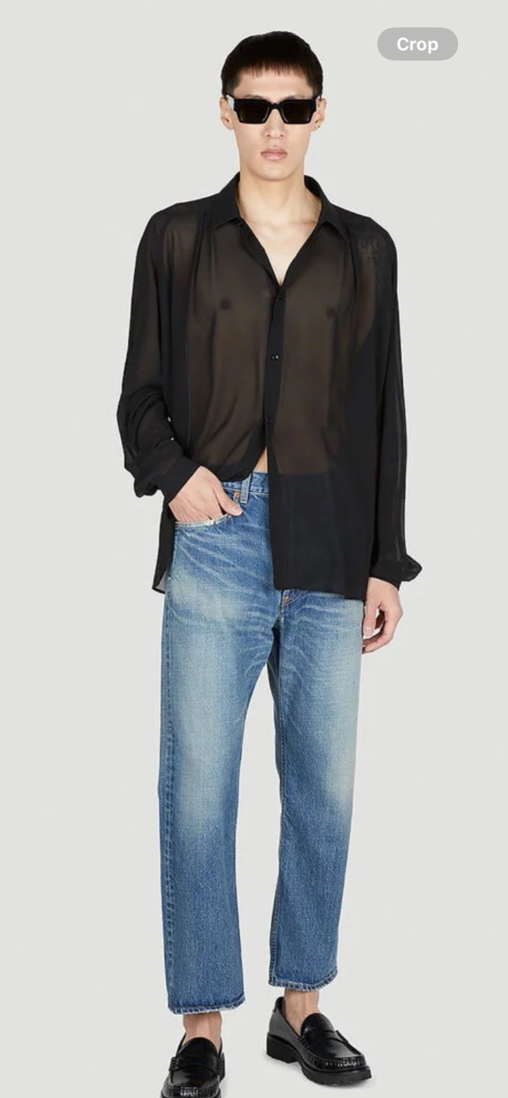 Camicia uomo Saint Laurent seta trasparente trasparente. 36 XS.$1290