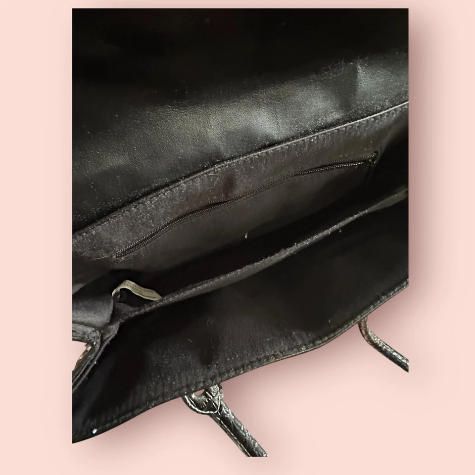 Y2K Purse Patent Shoulder Strap Small Bag Punk Black Faux Leather Alligator Goth - Image 4 of 4