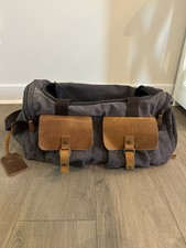 Mens Gray Brown Duffle Bag Adjustable Strap O...