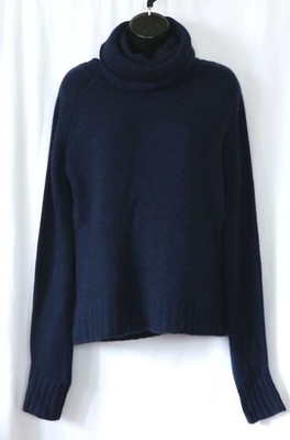 FAR AWAY FROM CLOSE Scrunch Nck Blue Cashmere Swtr 40 In Chst 24 In Lng Sz L EXC