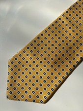 Polo University by Ralph Lauren Tie 3.75" Yellow Navy Foulard Silk Made in USA
