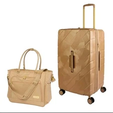 Samantha Brown 30" Trunk Style Case Spinner Luggage w/Tote-Champagne-NWT