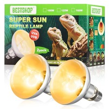 Heat Lamp Bulbs, 125 Watt Reptile Heat Bulb, Full Spectrum UVA UVB Light Bulb...