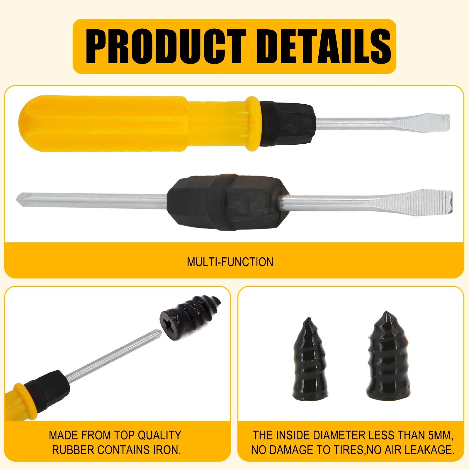 Kit di Riparazione Pneumatici Tubeless per Auto e Moto foto 4
