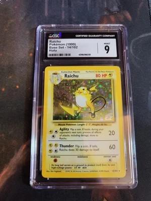 CGC 9 Raichu 14/102 Base Set Unlimited Holo Rare English 1999 WotC - Image 1 of 2
