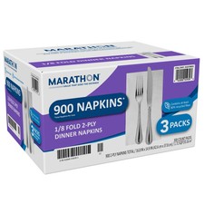 Marathon White Dinner Napkins, 1/8 Fold, 2-Ply, 900 Count