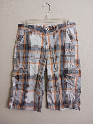Epic Threads 30'' Waist Boys 16 Gray Orange White Cargo Long Shorts