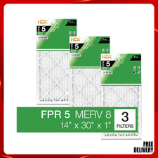 HDX 14x30x1 Air Filter MERV 8 Pleated Furnace AC HVAC FPR 5 3-Pack Replacement