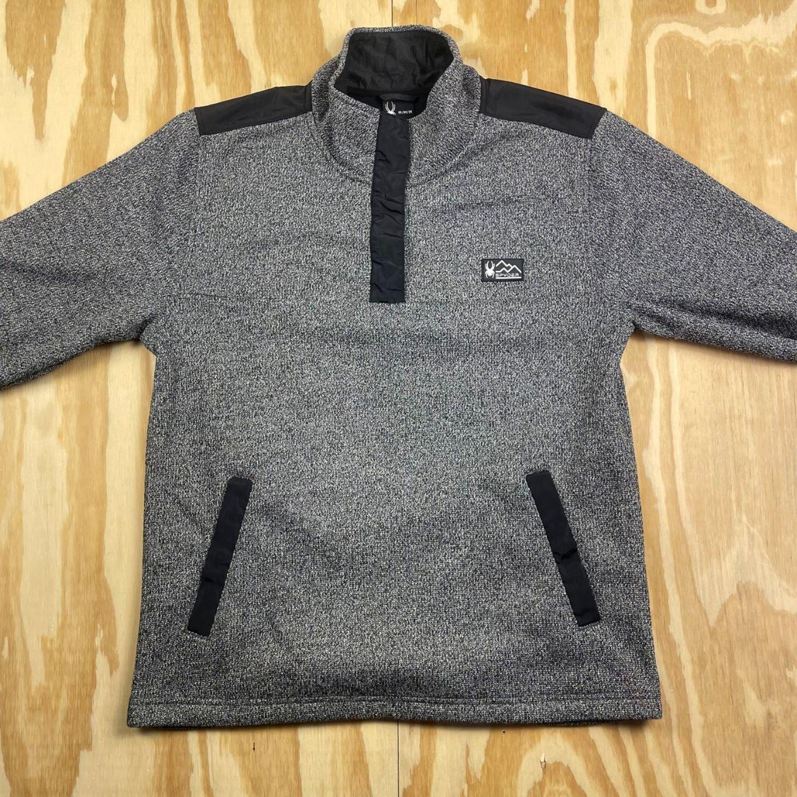 Spyder Soft Shell Snap Pullover Jacket – Black/Gr… - image 3