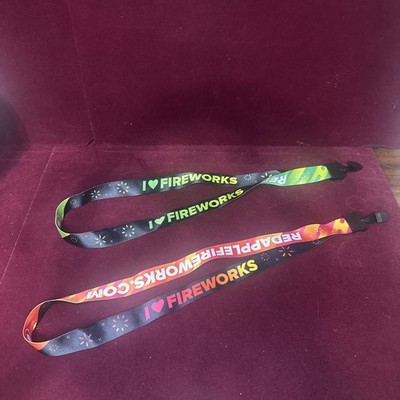 Set Of 2 I Love Fireworks Redapplefireworks.com Lanyards Red And Green With Clip