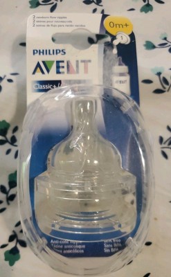 2 Newborn Flow Anti-Colic Nipples Philips Avent 0m+ BPA-Free NIP