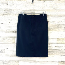 Maeve Anthropologie The Colette Skirt Womens Black Patch Pockets Fitted M NWOT