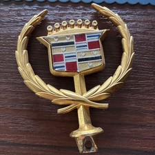 Cadillac Gold Hood Ornament Emblem Badge Near Mint Japan