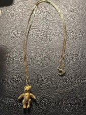 Steiff jointed teddy bear pendant, gold tone chain, box number 8510/02, Germany