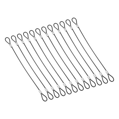 12Pcs 0.6Ft Safety Cable Lock Stainless Steel 2mm Security Wire Rope Black