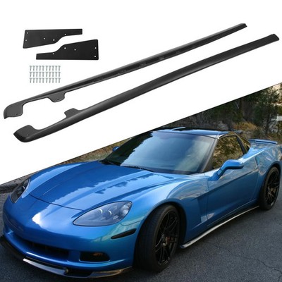 Matte For 05-13 Corvette C6 Base ZR1 Style Side Skirts Rocker Panel Mud Flaps