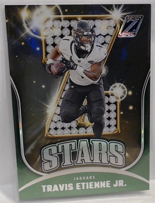 2023 PANINI ZENTH STARS TRAVIS ETIENNE JR REFRACTOR GREEN /5 #12 JAGUARS MSK