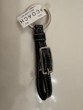 NWT COACH RARE buckle loop Key Fob leather black 7279