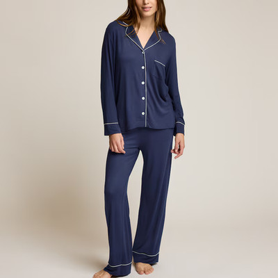 Love & Lore Piped Pajama Pant Set, xs Navy