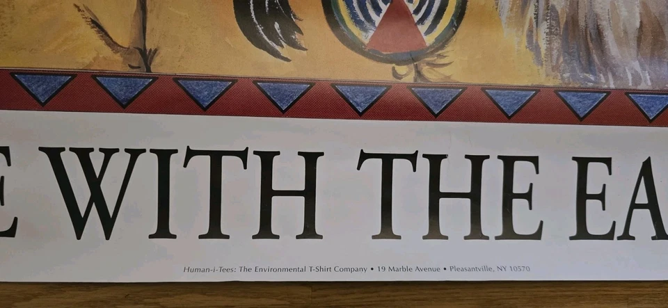 Vintage 1993 Human-I-Tees "One With The Earth" Poster 25x33 Rare Art Print - image 2 of 4