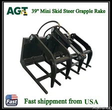 AGT 39in Mini Skid Steer Grapple Rake Loader Wood Grapple Attachment M-HGB