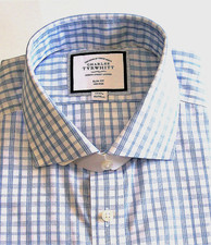 Charles Tyrwhitt dress shirt London 17 37 slim cotton plaid new 125