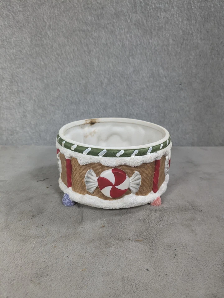 Candelabro de cerámica vintage de Navidad con temática de pan de jengibre 4" Foto 2 de 4