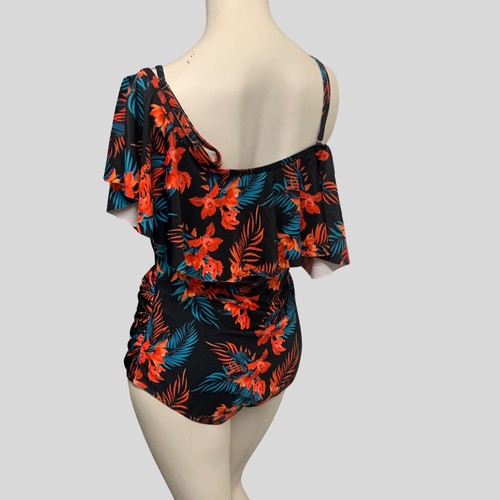 One Piece Swimsuit Cold Shoulder Ruffle Medium M Into the Jungle - Picture 3 of 7