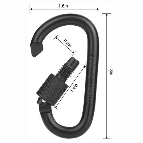 Large BLACK Carabine Clips, heavy duty waterproof snap hooks, load 100kg - Picture 2 of 10