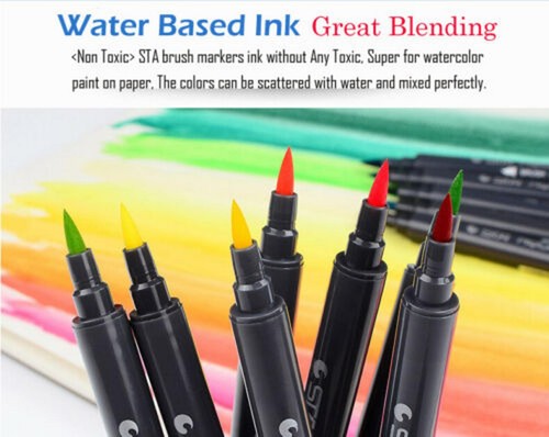 Fineliner Tip Set Drawing 12 Colors STA Dual Brush Water Based Art Marker Pen F - Picture 9 of 9