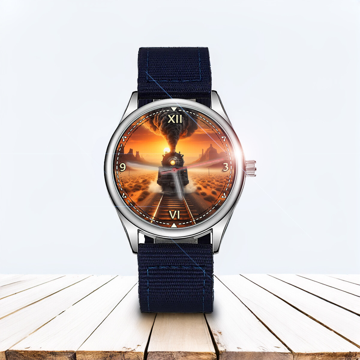 Retro Steam Engine Train Art Unisex 38mm Dial Wrist Watch-image