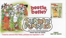 AO 4467-1, 2010, Sunday Funnies, Digital Color Postmark, Add-on Cachet, First Da
