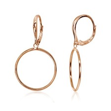 20mm Frontal Hoop Round Rose Gold Plated 925 Silver Drop Dangle Earrings