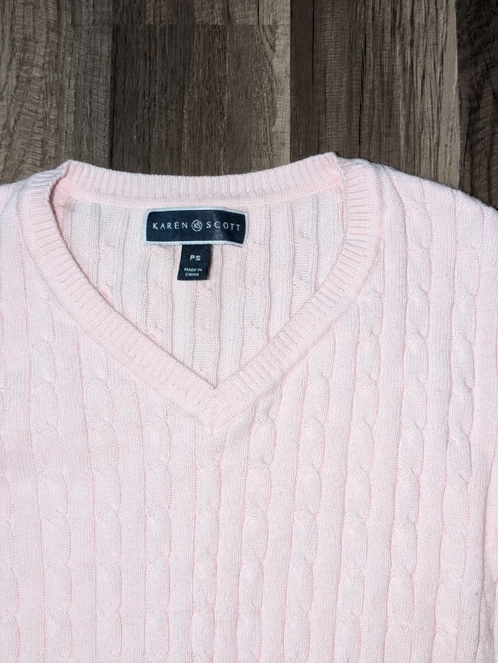 Karen Scott CableKnit Sweater (Petite Small, Blush) eBay