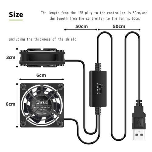 ZIWIJE Dual USB Cooling Fan 60mm with Speeds Control 5V Ball Bearing Mini USB... - Picture 6 of 6