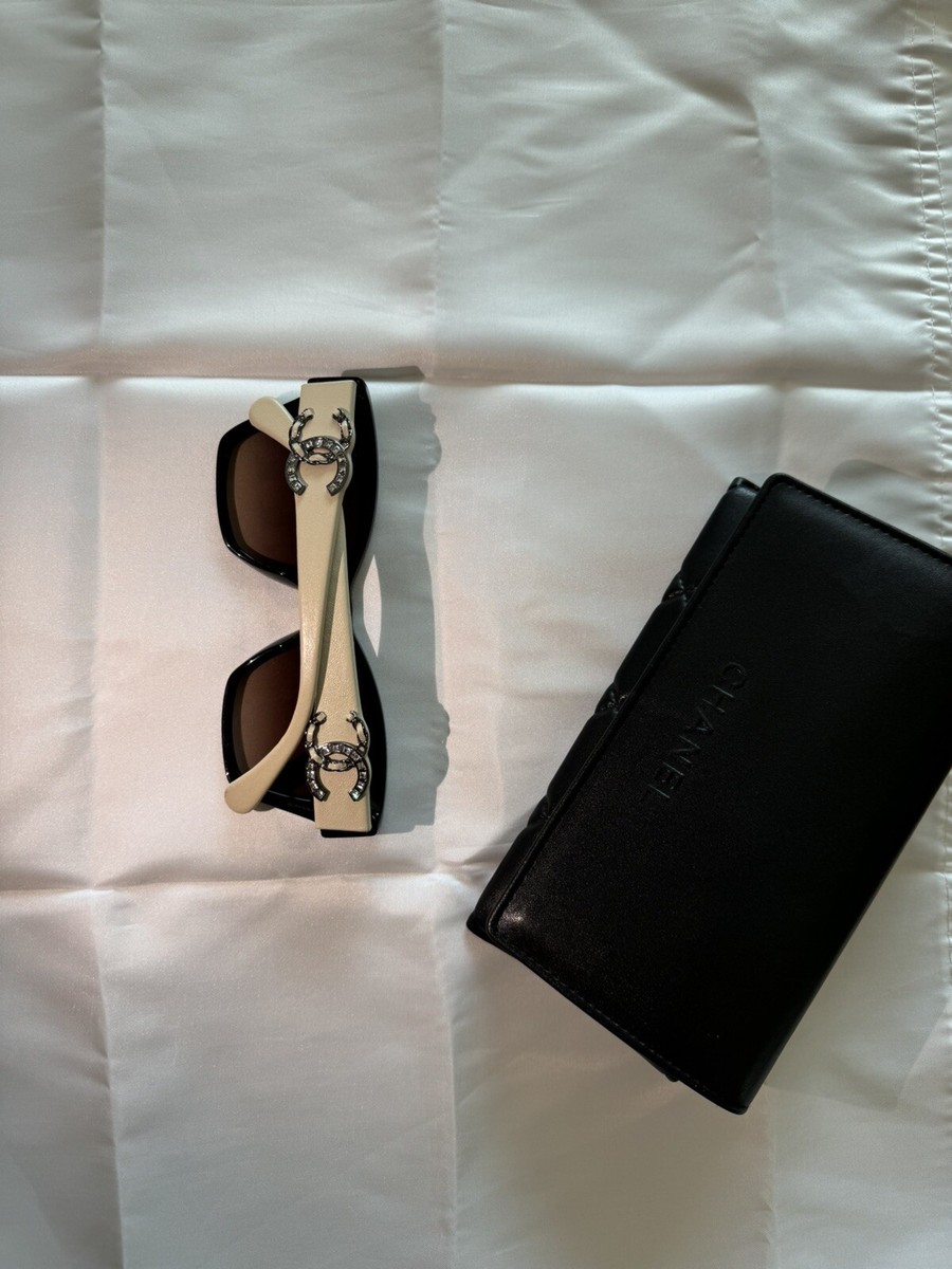 Chanel 5456QB Women's Sunglasses 54mm Beige/Black | eBay