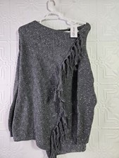 CEASIKERY Women's Tassel Hem Sweater Long Cardigan Knitwer Pullover Size Large 