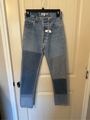 NWT Levi s x Re/Done High Rise Denim Patch Button Fly Straight Leg Jeans Size 24