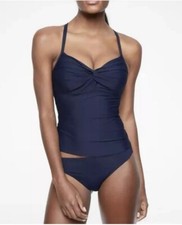 Athleta Dress Blue Twist Up Tankini Swim Top sz 34 D/DD NEW 386329