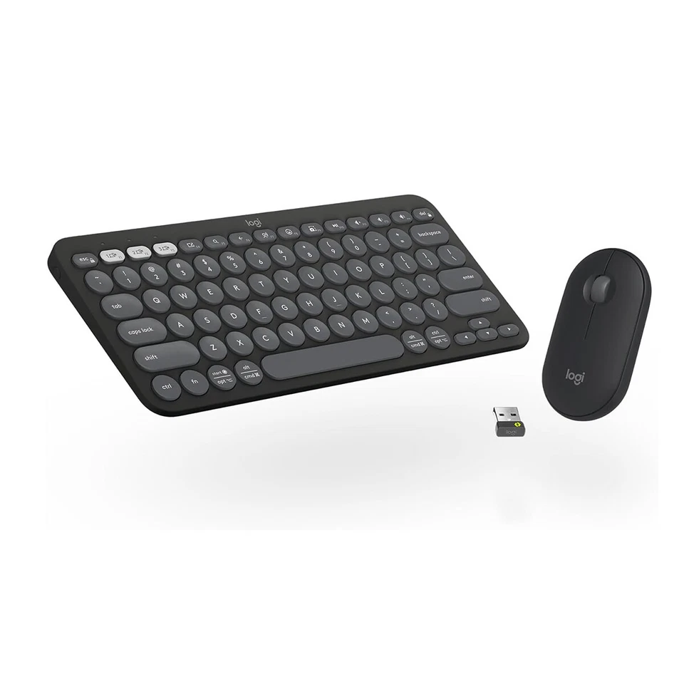 Logitech Pebble 2 Combo Wireless Keyboard and Mouse Quiet and Portable Logi Bolt