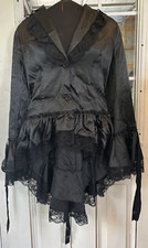 Chic Star Gothic Black Satin Lace Jacquard Jacket Size 44