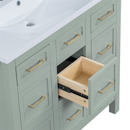 36" Green Bathroom Vanity with Resin Sink,Modern Cabinet w/4 Drawers & 2 Doors - Picture 10 of 21